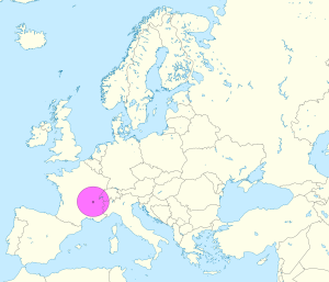 Mapa de ubicaci&oacute;n de la ciudad de Lyon en Europa.