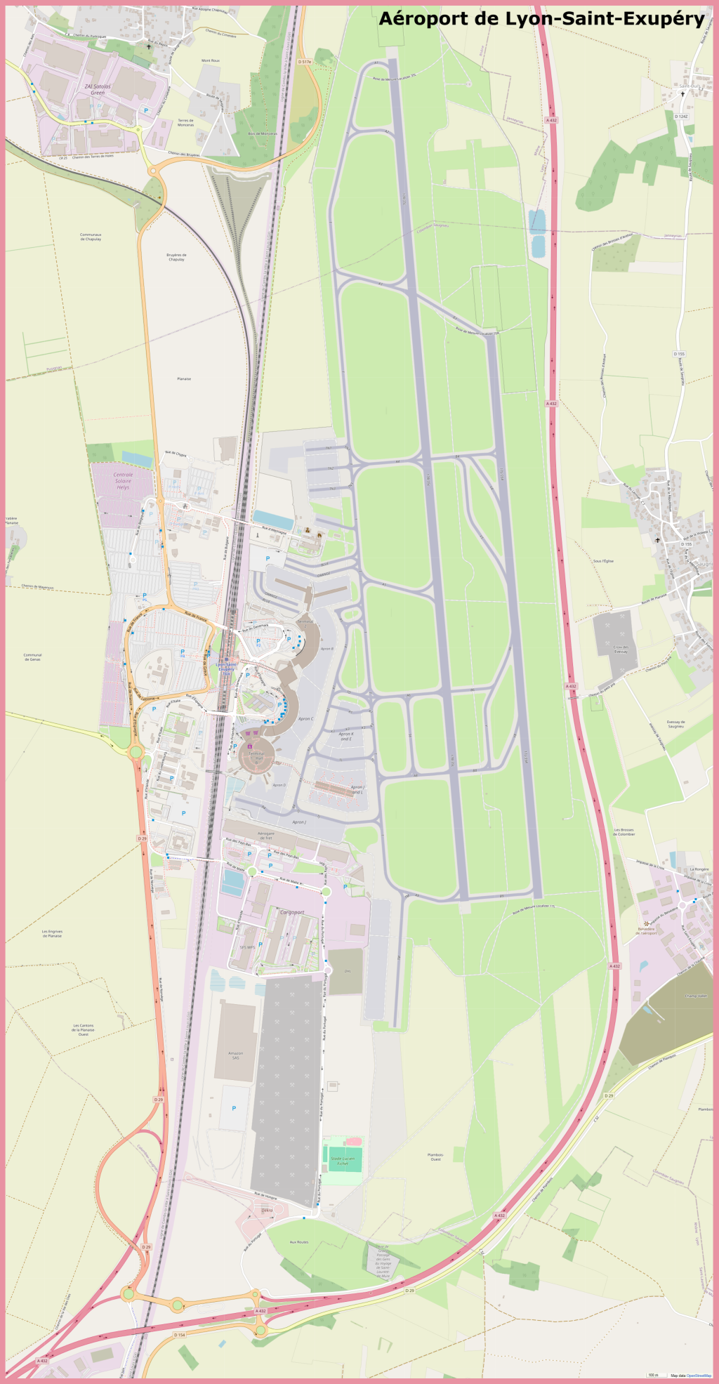 Plano del Aeropuerto de Lyon-Saint Exup&eacute;ry.
