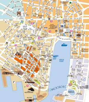 Plano del Puerto Viejo y del barrio del Panier en Marsella
