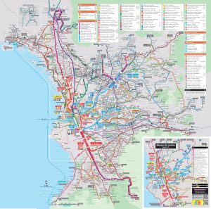 Plano del transporte p&uacute;blico en Marsella