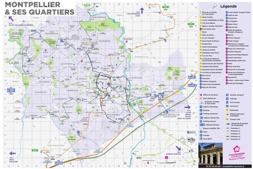 Mapa tur&iacute;stico de la ciudad de Montpellier.