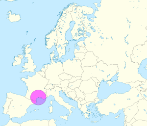 Mapa de ubicaci&oacute;n de la ciudad de Montpellier en Europa.