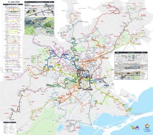 Plano del transporte p&uacute;blico en Montpellier