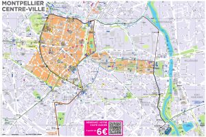 Plano del centro de la ciudad de Montpellier