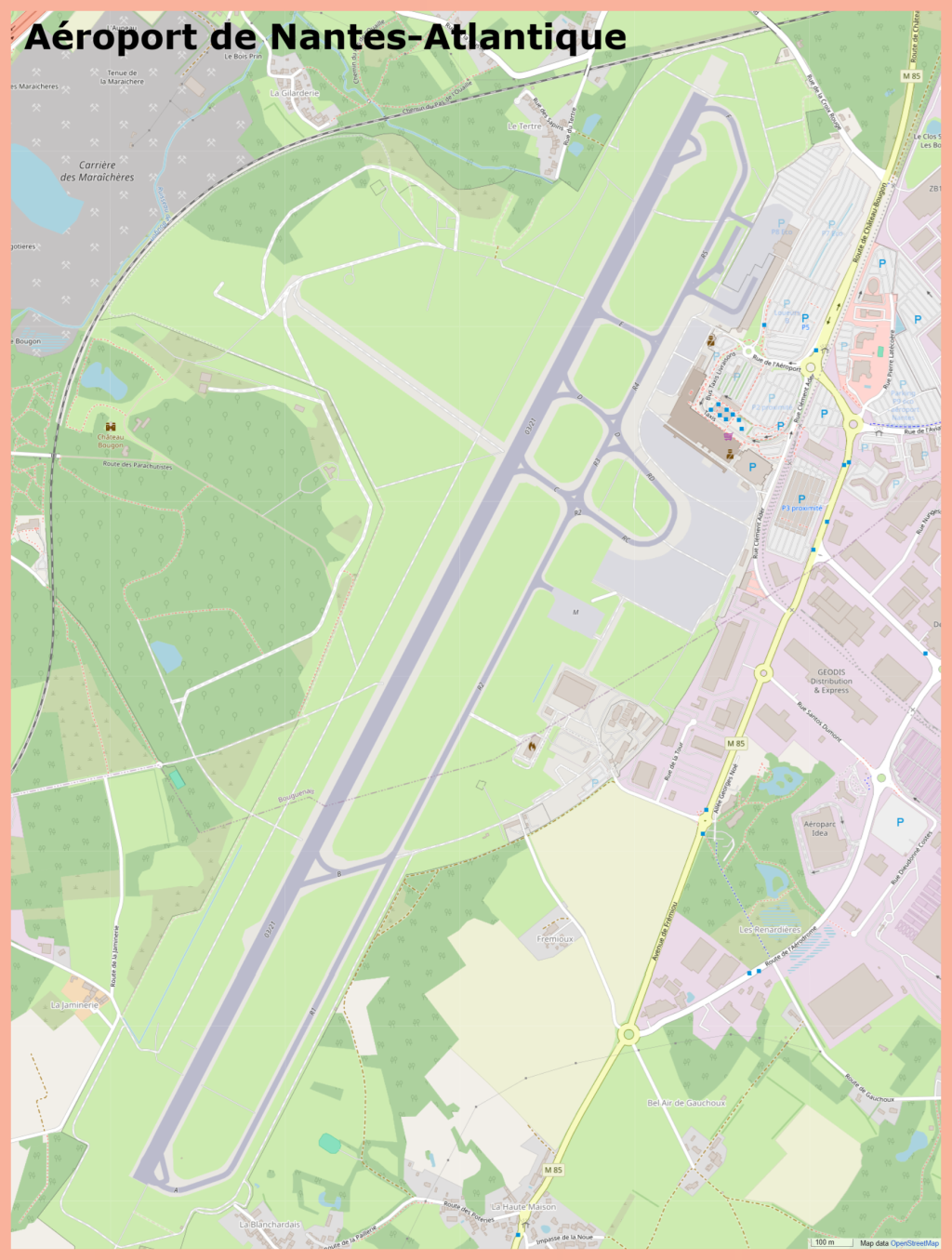 Plano del Aeropuerto de Nantes Atlantique.