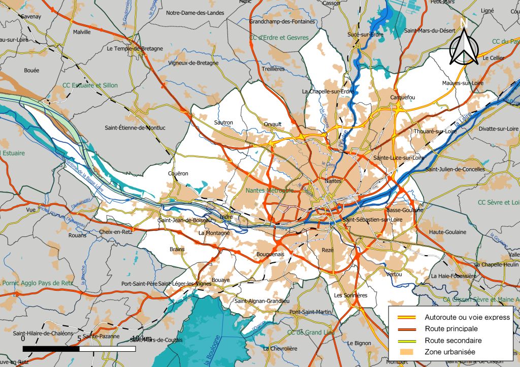 Mapa de la Metr&oacute;poli de Nantes.