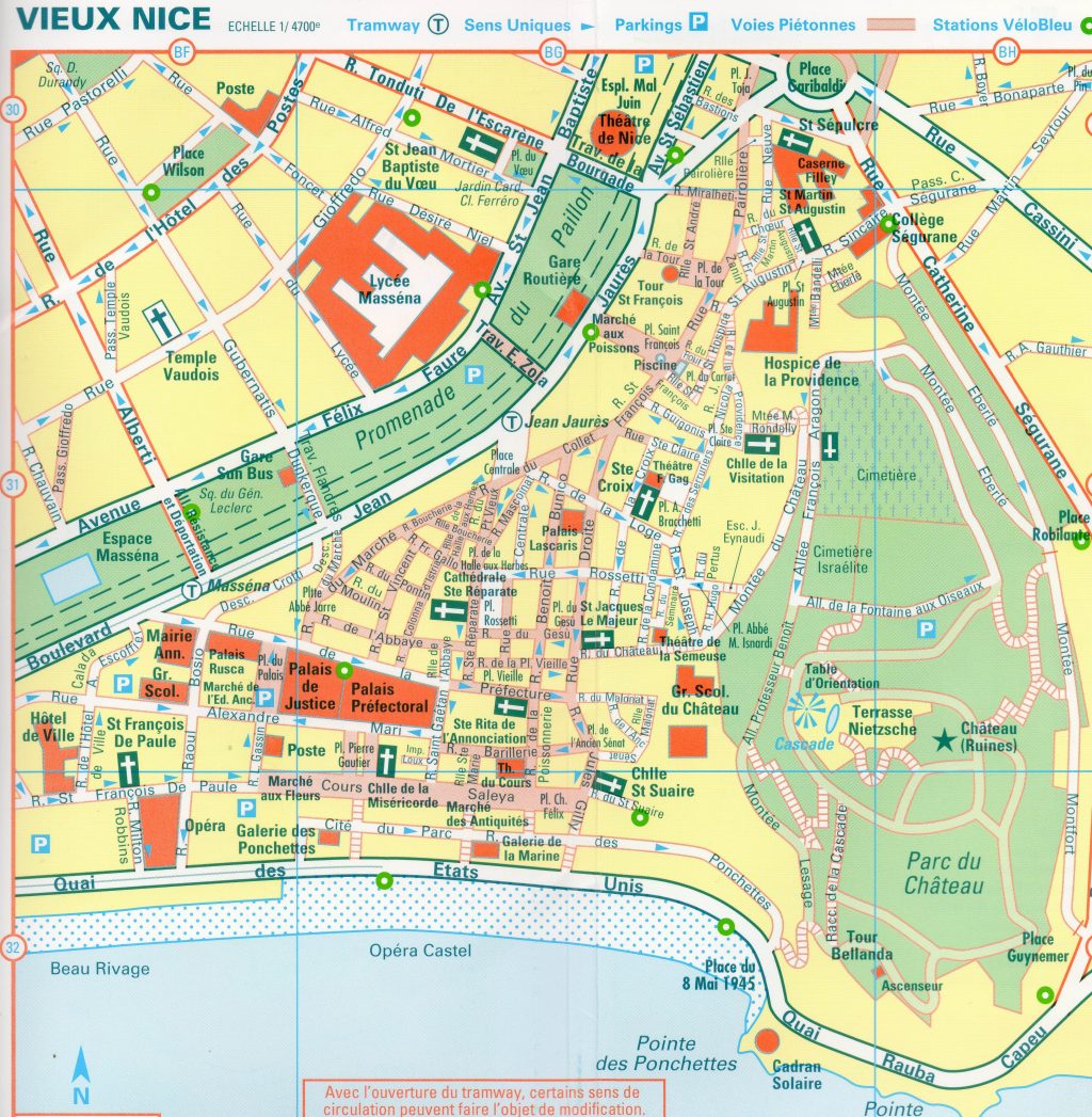 Plano del casco antiguo de Niza.