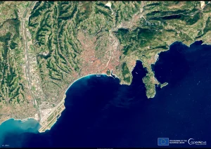 Vista satelital de la ciudad de Niza