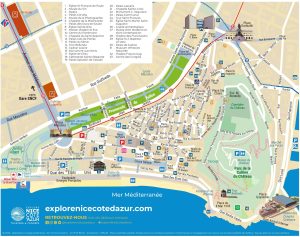 Plano turístico del casco antiguo de Niza. Plano turístico del casco antiguo de Niza.