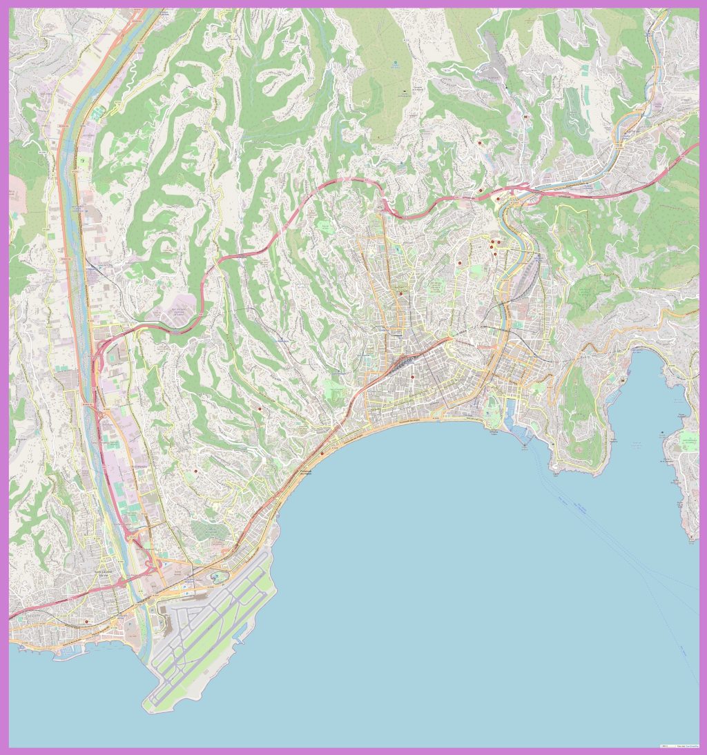 Plano de la ciudad de Niza, Francia.