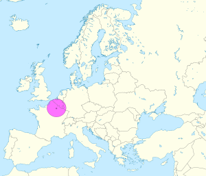 Mapa de ubicaci&oacute;n de la ciudad de Reims en Europa.