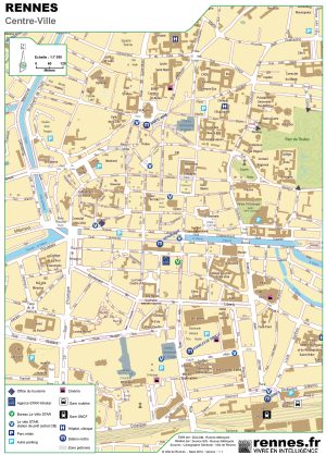 Plano del centro de la ciudad de Rennes