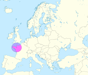 Mapa de ubicaci&oacute;n de la ciudad de Rennes en Europa.