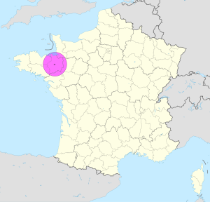 Mapa de ubicaci&oacute;n de la ciudad de Rennes en Francia.