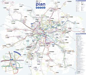 Plano del transporte p&uacute;blico en Rennes
