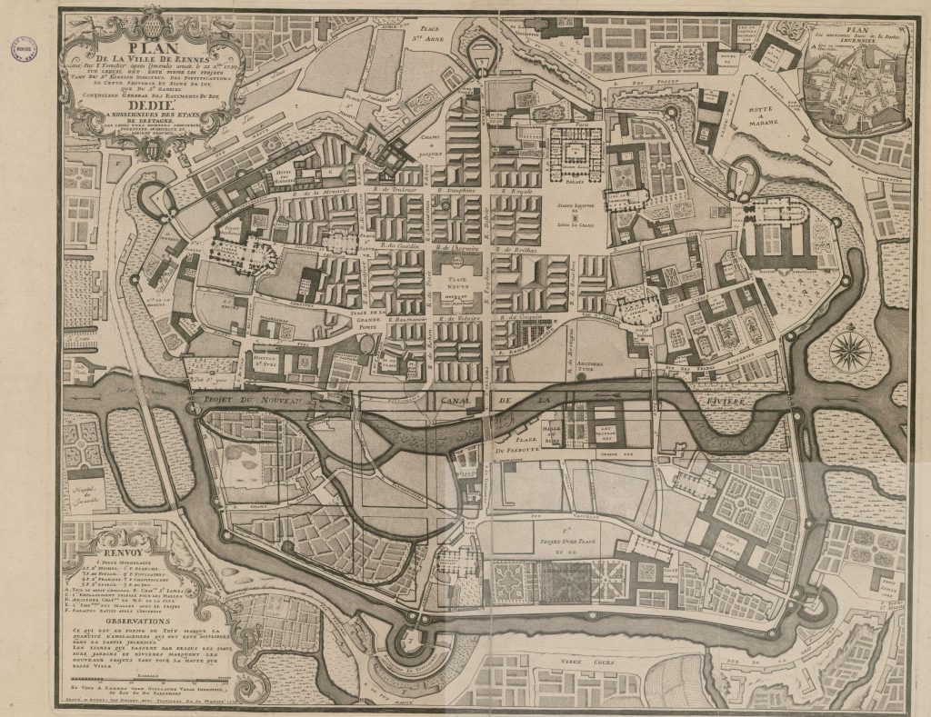 Plano de la ciudad de Rennes de 1726.