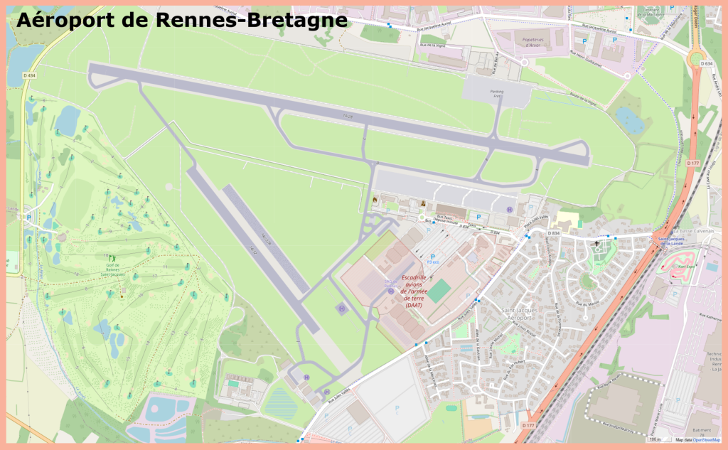 Plano del Aeropuerto de Rennes Breta&ntilde;a.