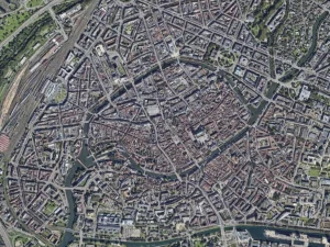 Vista aérea del centro de Estrasburgo. Vista aérea del centro de Estrasburgo.