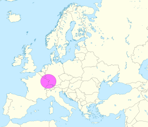 Mapa de ubicaci&oacute;n de la ciudad de Estrasburgo en Europa.
