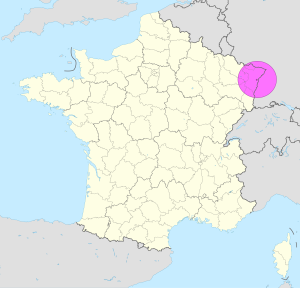 Mapa de ubicaci&oacute;n de la ciudad de Estrasburgo en Francia.