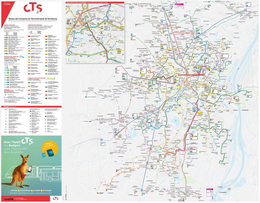 Plano del transporte p&uacute;blico en Estrasburgo.