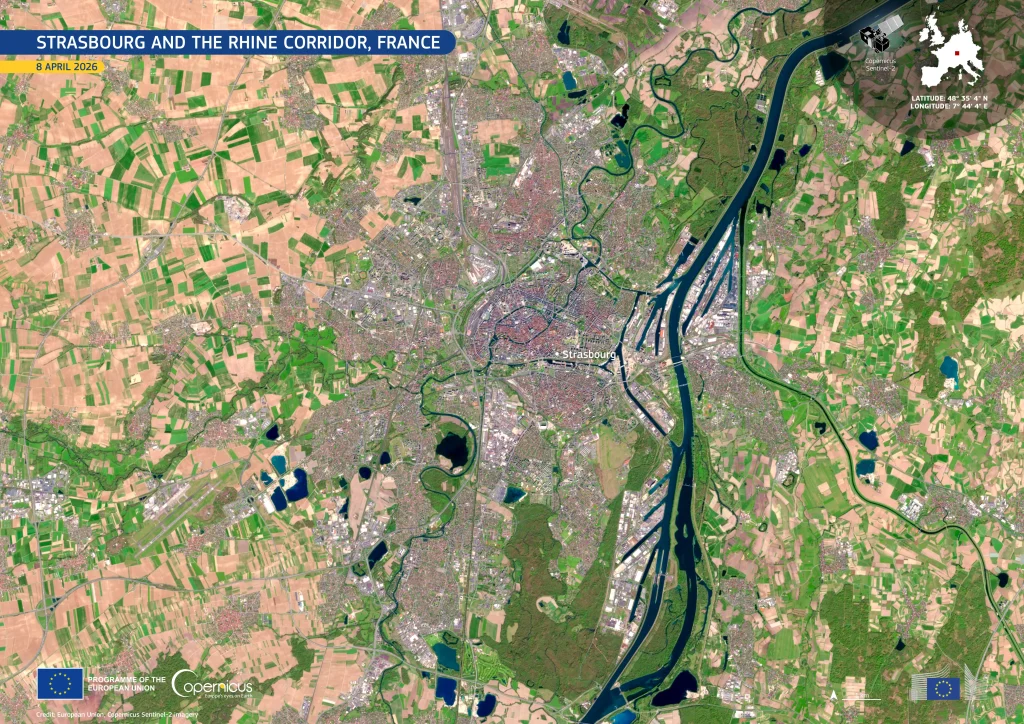 Vista satelital de Estrasburgo.