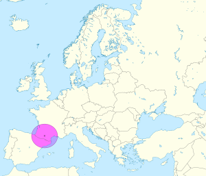 Mapa de ubicaci&oacute;n de la ciudad de Toulouse en Europa.