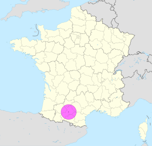 Mapa de ubicaci&oacute;n de la ciudad de Toulouse en Francia.