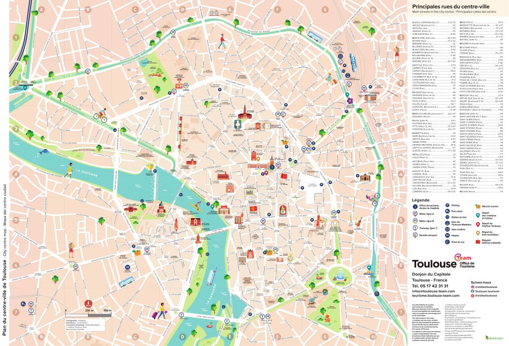 Mapa tur&iacute;stico de la ciudad de Toulouse.