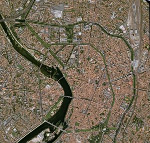 Imagen satelital del centro de la ciudad de Toulouse. Imagen satelital del centro de la ciudad de Toulouse.