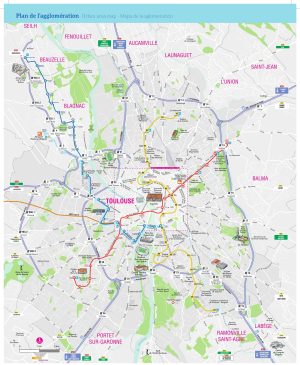 Mapa de la aglomeraci&oacute;n de Toulouse