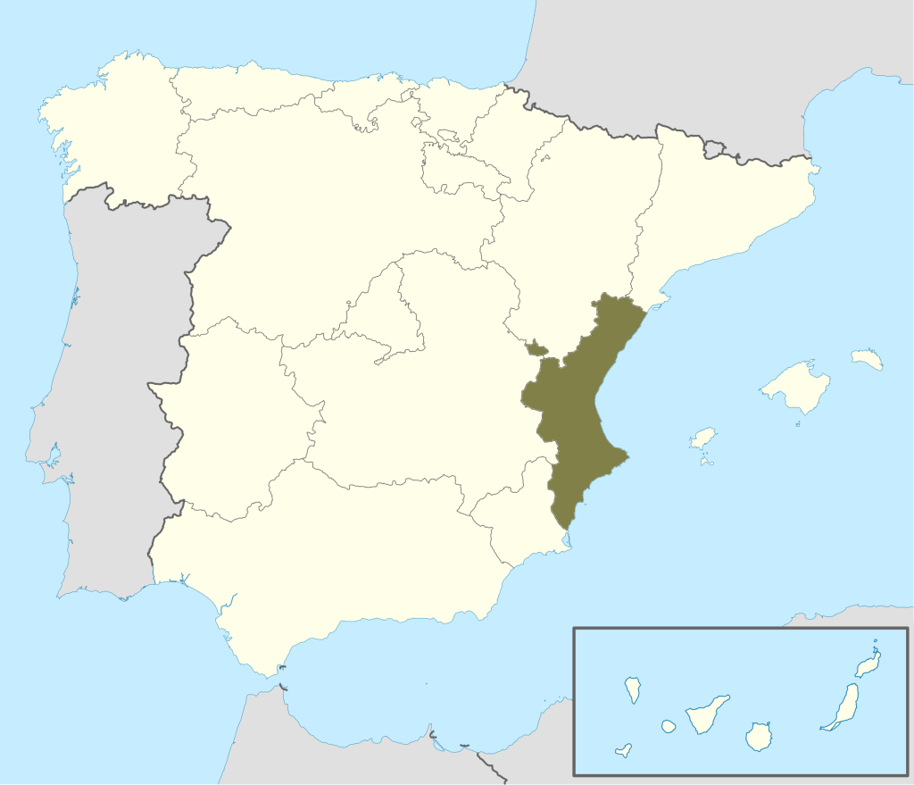 Mapa de ubicación de la Comunidad Valenciana.