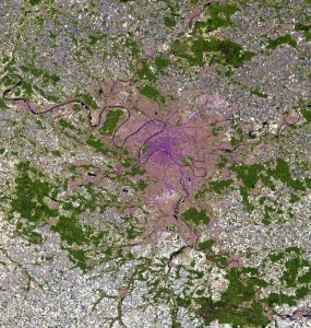 Imagen satelital de la Metrópolis del Gran París. Imagen satelital de la Metrópolis del Gran París.