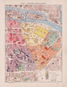 Plano del quinto distrito de París 1900. Plano del quinto distrito de París 1900.