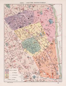 Plano del vigésimo distrito de París 1900. Plano del vigésimo distrito de París 1900.