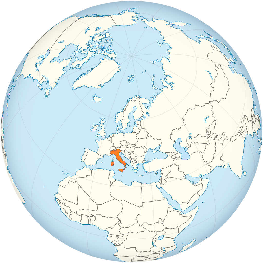 Mapa de ubicaci&oacute;n de Italia.