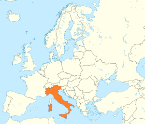 Mapa de ubicación de Italia en Europa. Mapa de ubicación de Italia en Europa.