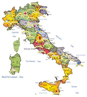 Mapa tur&iacute;stico pict&oacute;rico de Italia
