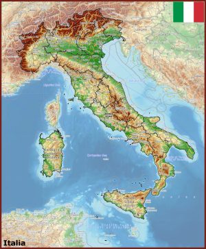 Mapa f&iacute;sico de Italia