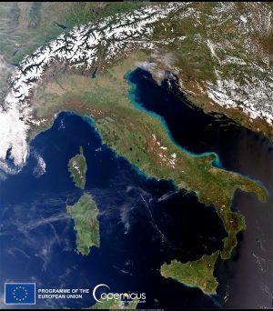 Fotograf&iacute;a satelital de Italia