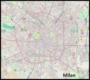 Plano de la ciudad de Mil&aacute;n, Italia