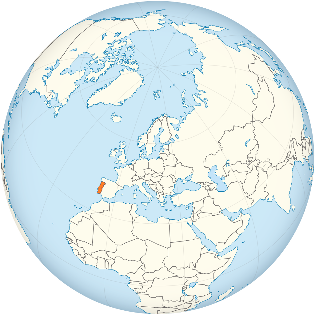 Mapa de ubicaci&oacute;n de Portugal.
