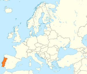 Mapa de ubicaci&oacute;n de Portugal en Europa.