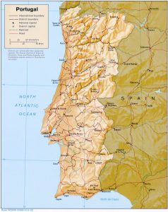 Mapa de relieve sombreado de Portugal. Mapa de relieve sombreado de Portugal.