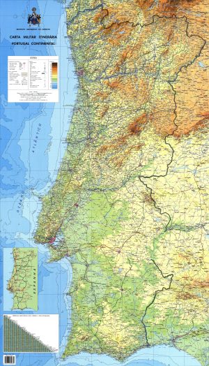 Mapa f&iacute;sico de Portugal