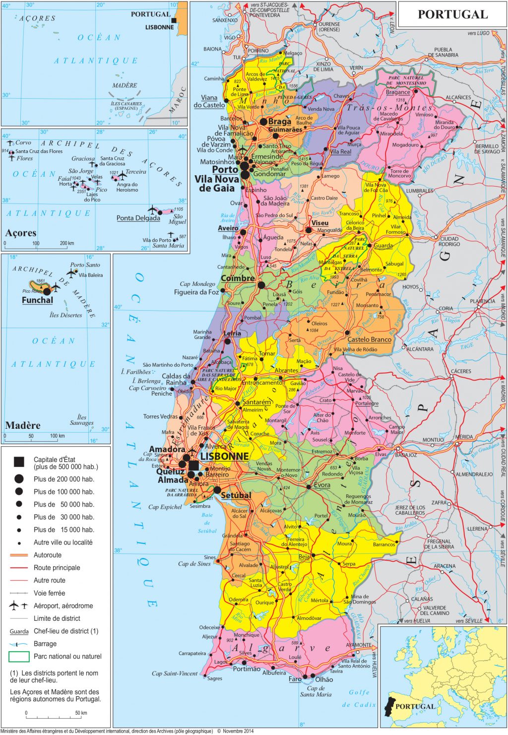 Mapa de Portugal.