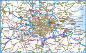 Mapa de acceso por carretera a Londres.