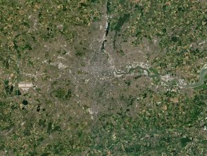 Vista satelital de Londres en junio de 2018.