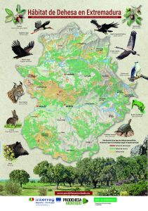 Hábitat de dehesa en Extremadura.