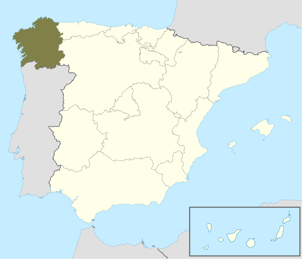 Mapa de ubicación de Galicia.